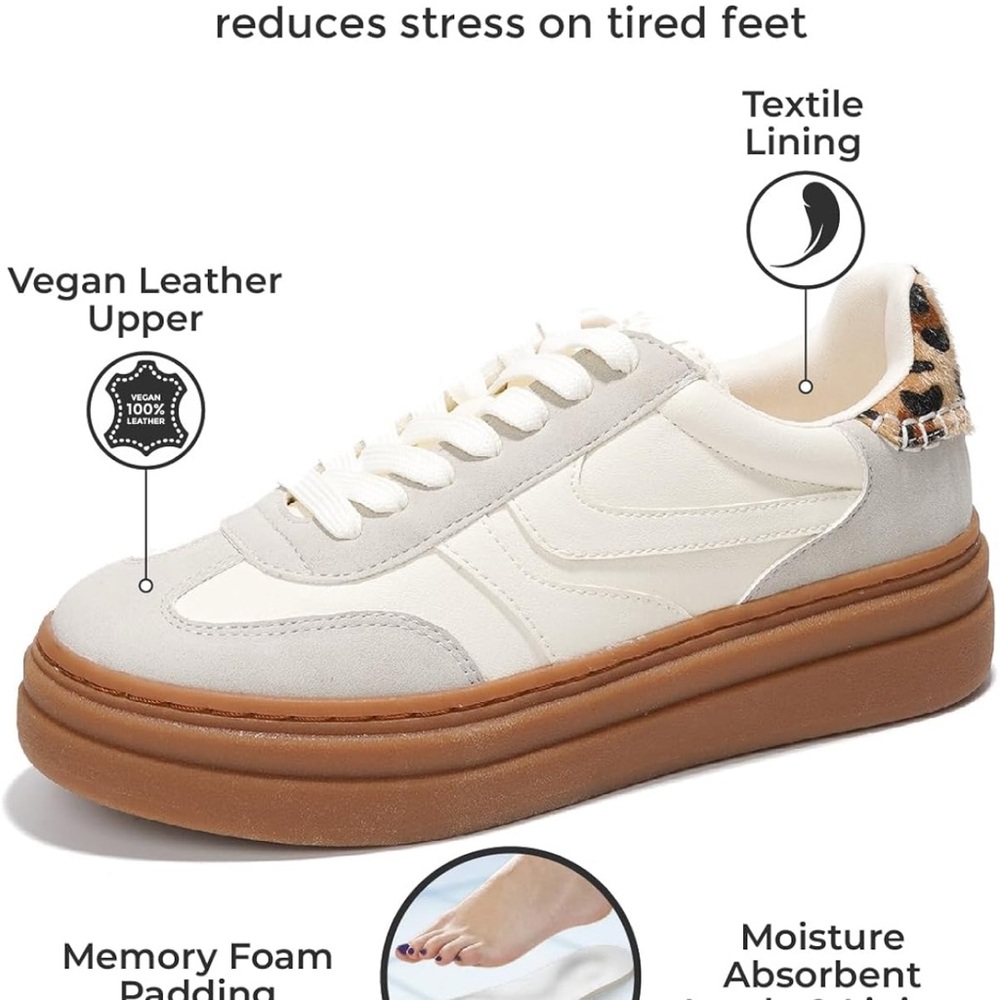 Project Cloud Leopard Accent Women's Sneakers in Cream and gray. NWOT. Size 11. - Picture 6 of 9